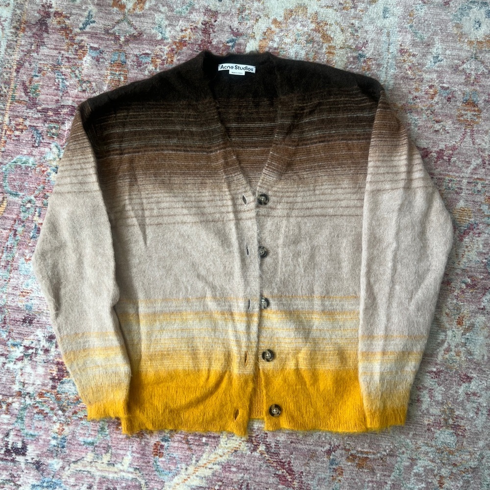 Acne Brown and Yellow Gradient Cardigan Sweater